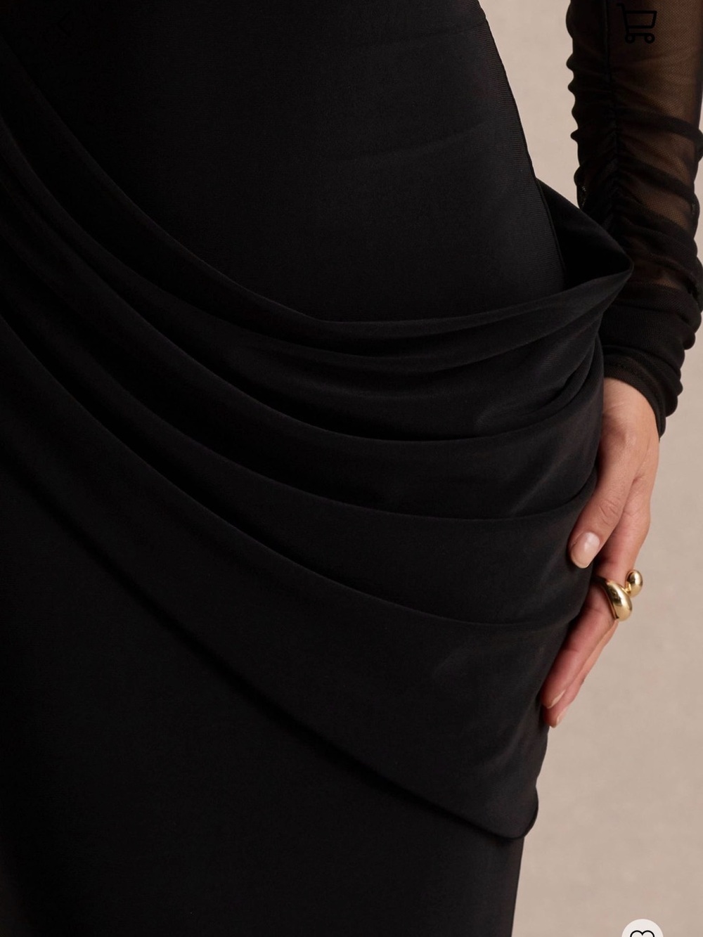 Sleek Black Long-Sleeve Mesh Maxi Dress - Picture 3 of 3
